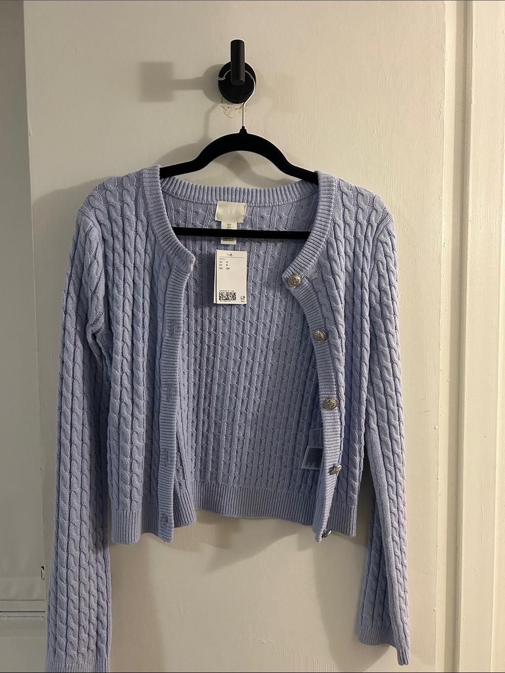 H&M Light Blue Cable-Knit Button Cardigan